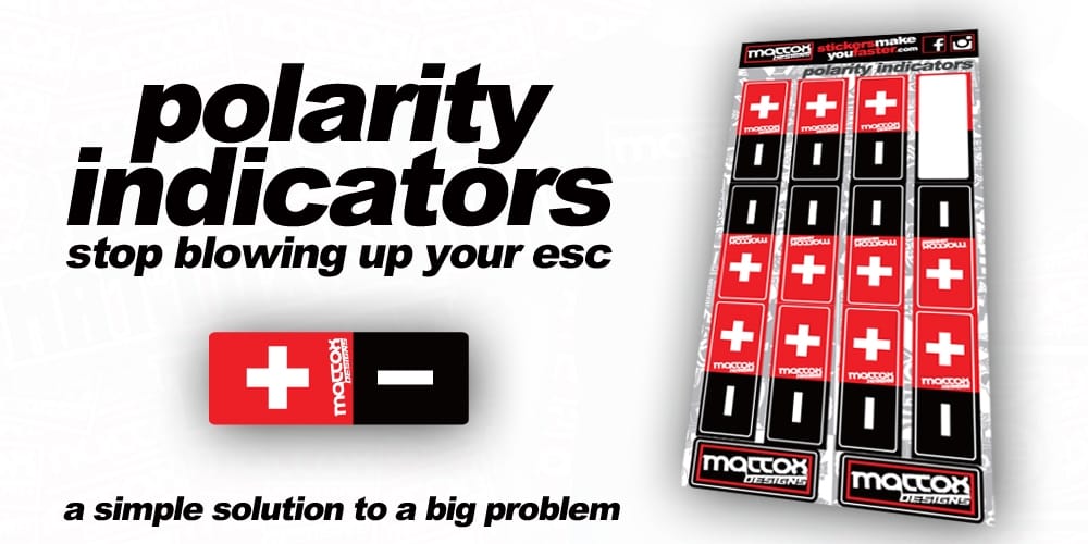 Mattox Designs Polarity Stickers for RC Batteries