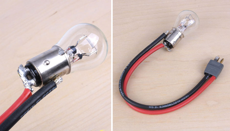 Lightbulb used to discharge Lipo RC battery